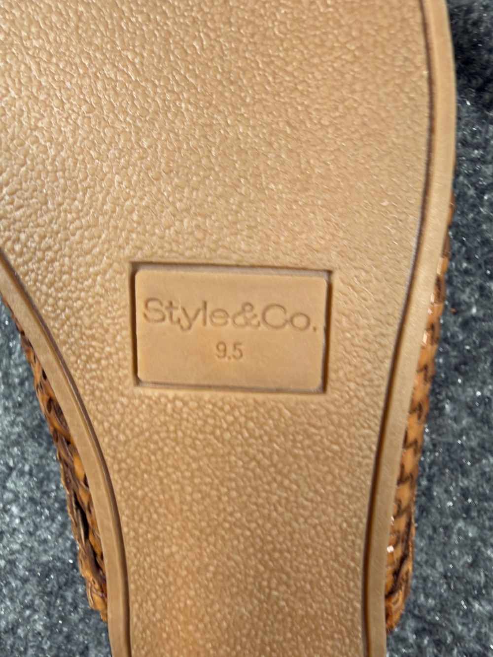 NWT Style & Co Woven Mule Flats Pointed Toe Slip-On Cognac Tan Size 9.5 - Picture 6 of 9